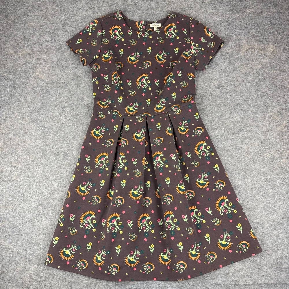 Matilda Jane Maja Ponte Brown Floral Fit & Flare Dress Womens Small S